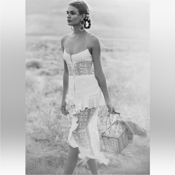 For Love & Lemons Lovebird Lace Midi Dress Sz XL NWT - Picture 6 of 11